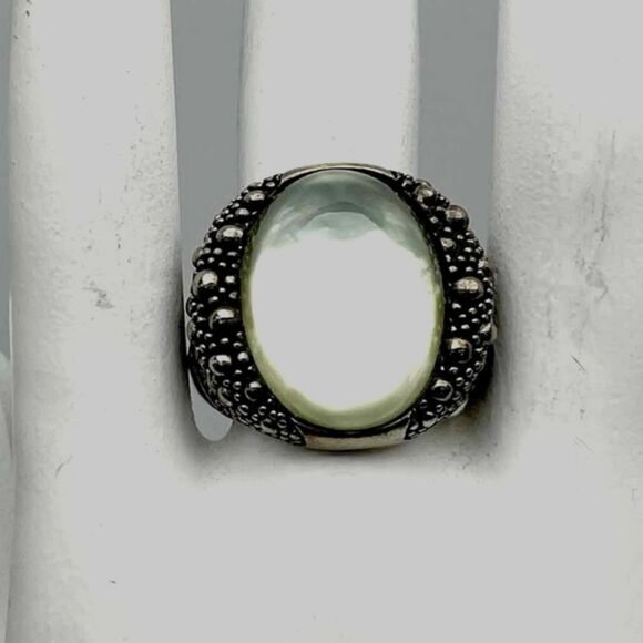 Vintage Michael Dawkins Sterling Silver Starry Night Mother Of Pearl Oval Ring - Picture 1 of 5